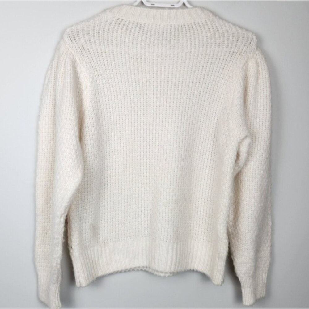 MNG 3D Strawberry Knit Puff Sleeves Size Medium Soft Fuzzy Cozy - Picture 3 of 12